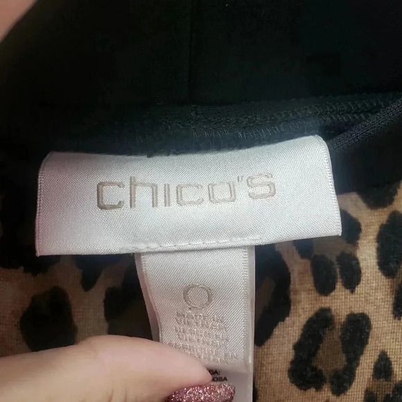 Chico's Black Ponte Leggings w/Front Leopard Print - Picture 3 of 4